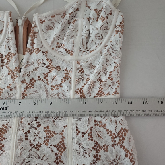 For Love & Lemons Julua Lace Corsett Mini Dress in White - Picture 10 of 11
